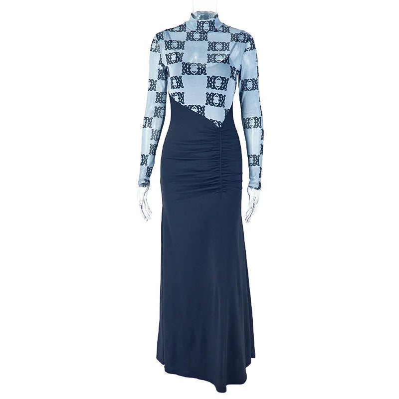 Fashionable Long Sleeve Slim Fit Print Wrap Bodycon Dress Spring Summer New Arrival Women's Clothing Cross-Border Style