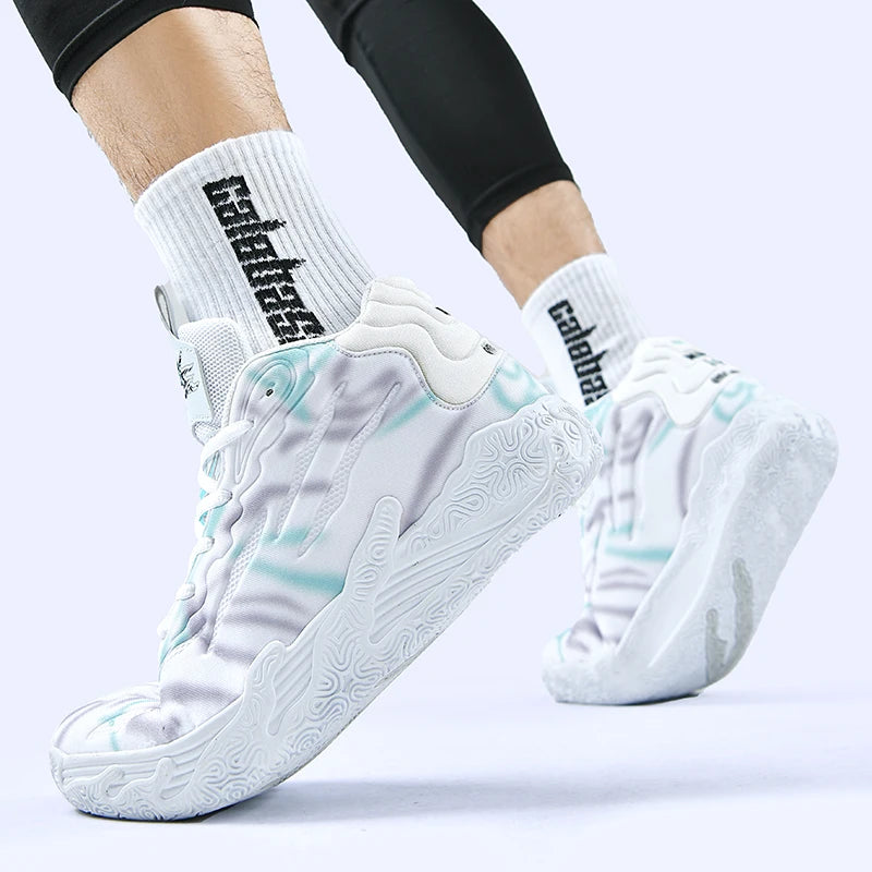 Men Basketball Shoes Field Training High-top Comfortable Non-slip Sports Footwear Luxury Lace-up Flat Sneaker for Men Traf Homme