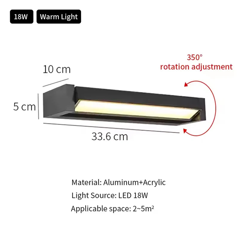 Outdoor Wall Lamps IP65 Waterproof LED Adjustable Angle Aluminum Wall Lights Garden Patio Doorway Home Minimalist Decor Lighting