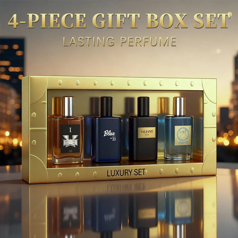 4-Piece Men's Perfume Gift Set (0.68oz Each) - 4 Long-Lasting Fruity aroma & Fresh Scents, The Perfect Holiday, Date & Party Gift