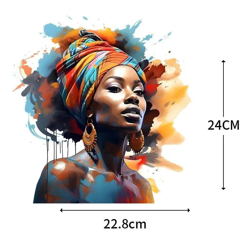 Fashionable Black Girl Heat Transfer Printed Stickers DIY Women's T-shirt Sweatshirt Decoration Heat Transfer Personalized Print