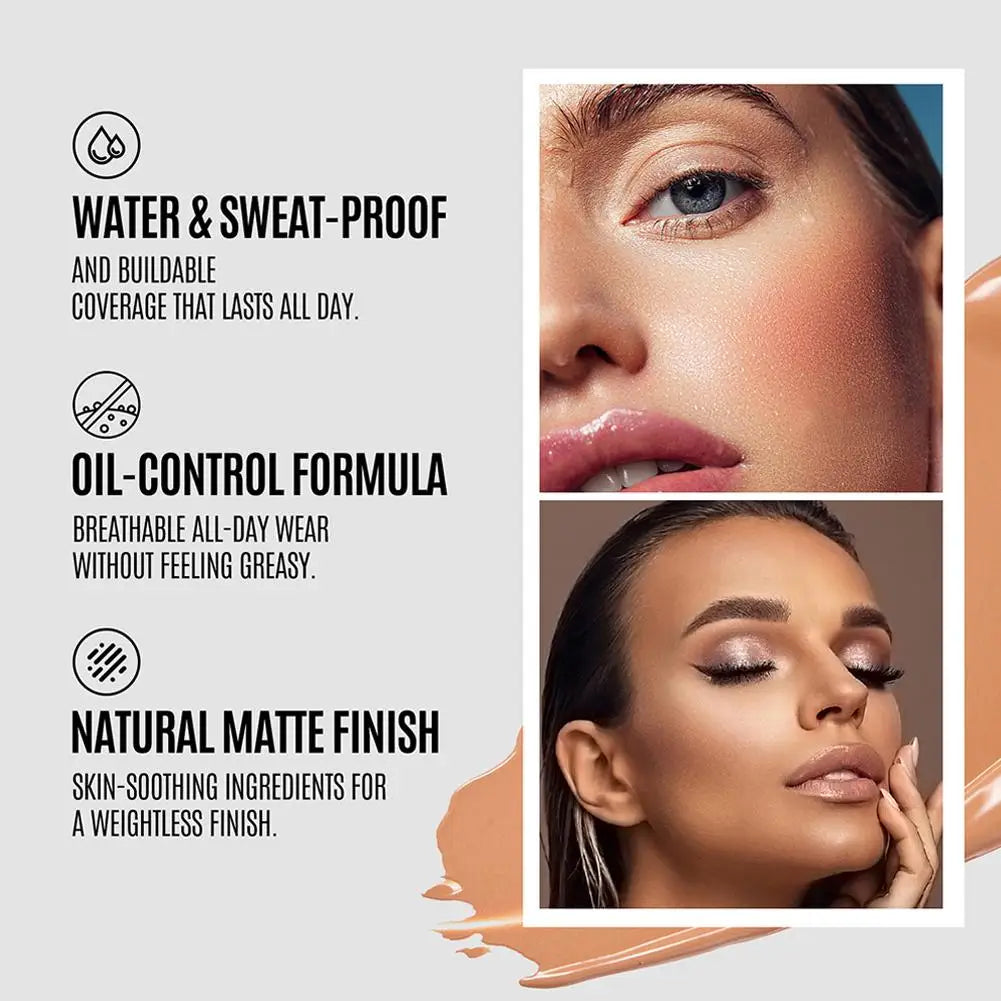 Concealer Waterproof Liquid Foundation For A Long Time Non-Irritating Natural & Even Matte Finish Perfect Nude Makeup