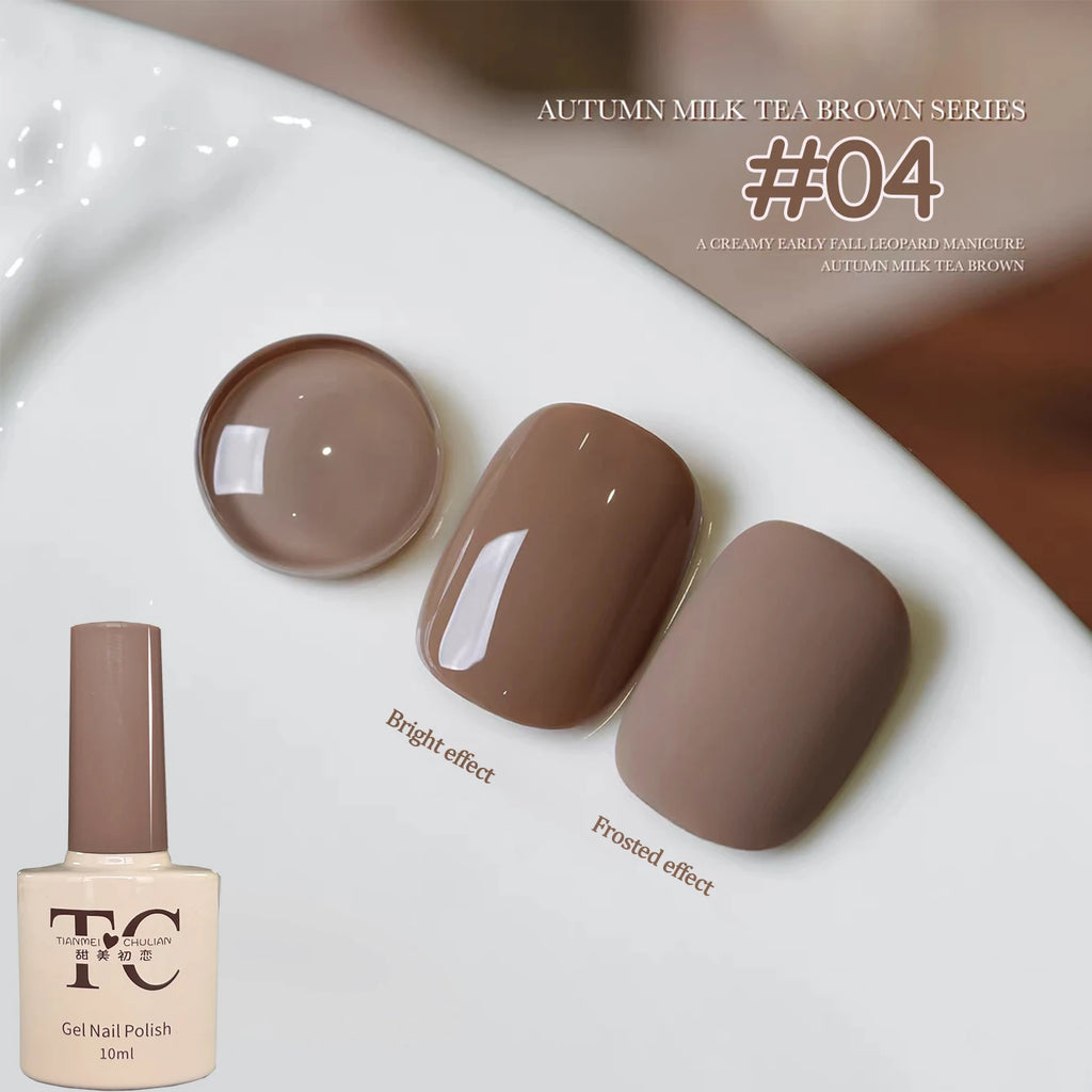 1-12pcs TC Whitening Maillard Caramel Coffee Chestnut Brown Cocoa Nail Art Nail Supplies Autumn Milk Tea Brown Gel Nail Polish