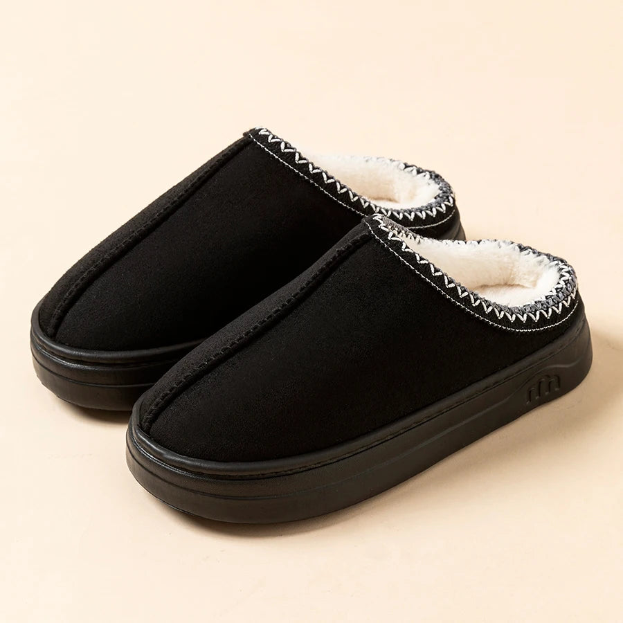 Fashion Women's Slippers Winter Outdoor Indoor Warm Fur Cotton Breathable Anti-slip Comfortable Men Boots Flat Shoes Couple