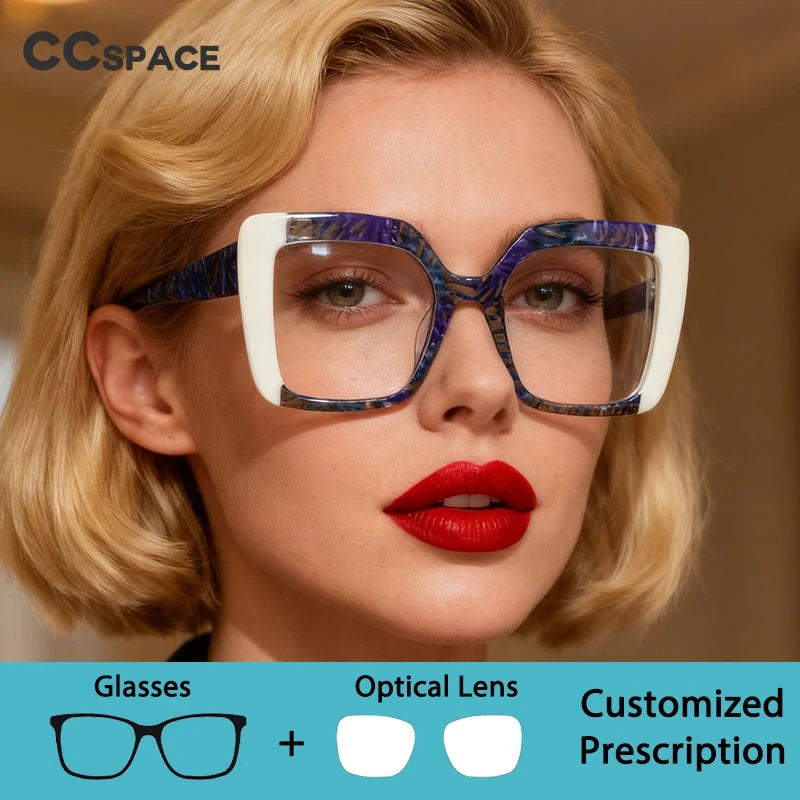 Large Frame Square Acetate Fiber Glasses Optical Reading Glasses Ladies Customization Photochromic Myopia Prescription Glasses