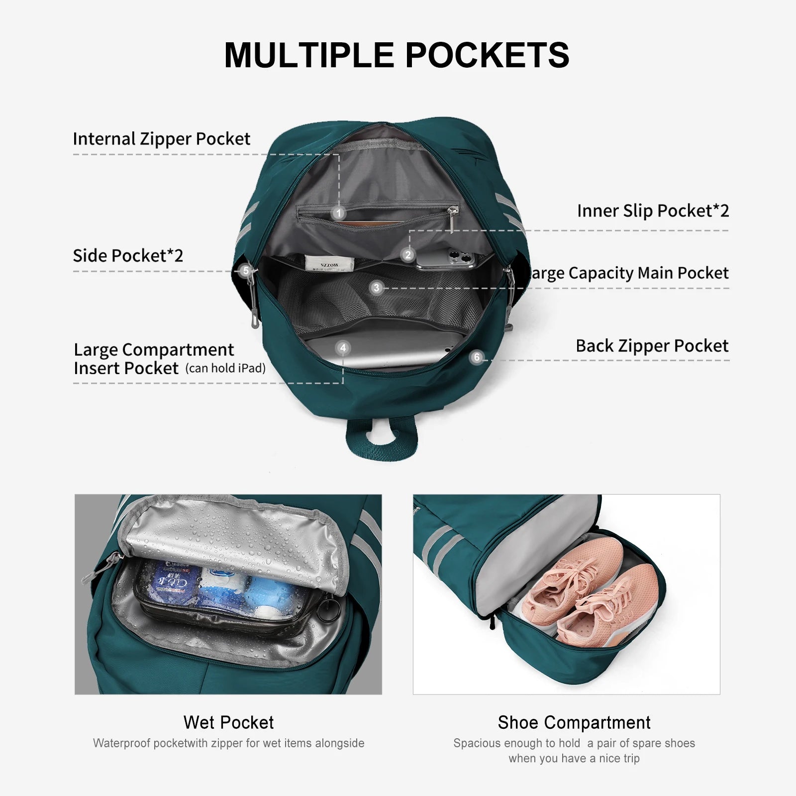 Women Travel Backpack Climbing Bags Waterproof Backpack With Shoe Compartment Nylon Sports Backpack Men Fitness Swimming Bag