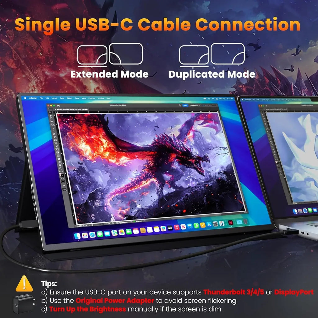 16" 2.5K 144hz Portable Monitor 2560*1600 16:10 100%sRGB Travel Gaming Display for Laptop Switch ps4 ps5 Xbox