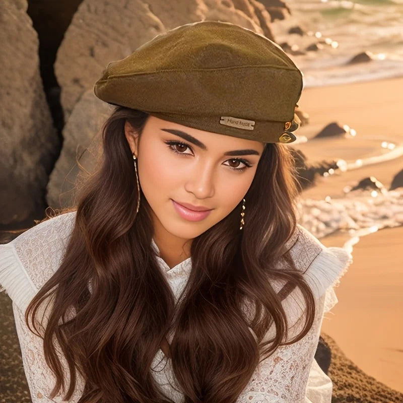 Maillard Style French Beret Hats for Women Beige Beret Hat Solid Color Cotton Beret Cap for Womens Girls Lady