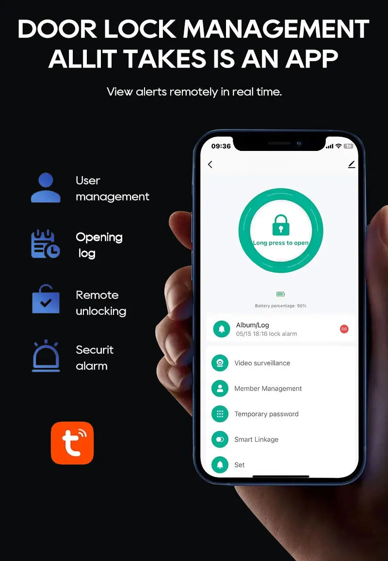 SANKESONG Tuya Smart 3D Face Door Lock Security Camera Monitor Intelligent Fingerprint Password Biometric Dual Battery