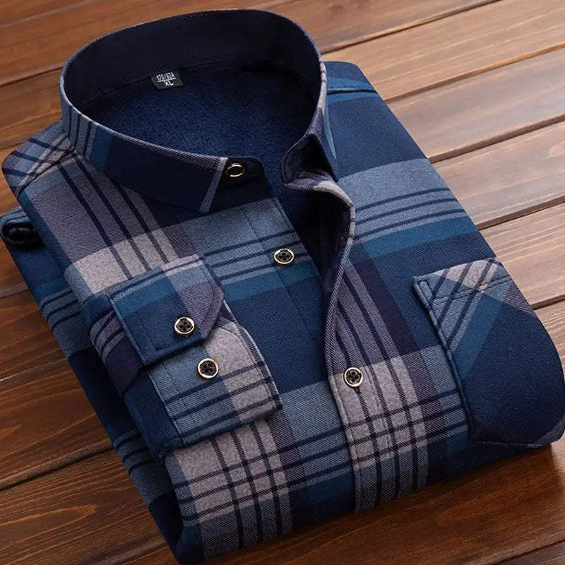 New Design Autumn Winter Warm Plaid Shirts for Men Evening Business Office High Quality Men's Winter Clothing Fashion Tops 2026
