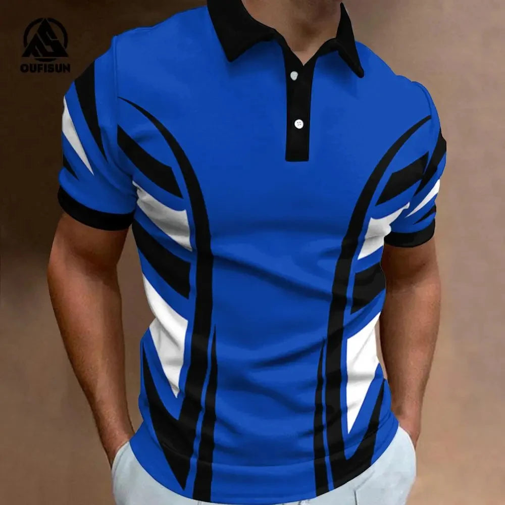 Fashion Men's Polo Shirt Summer Casual Short Sleeve Buttons Tops New Street Sports Style Oversized Clothing Pullover Golf Wear