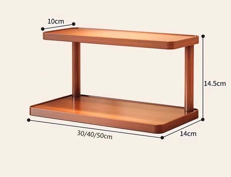 Versatile 2-Tier Wooden Storage Rack for Kitchen&Tea Room-Countertop Organizer with Decorative Desktop Multi-layer Storage Rack