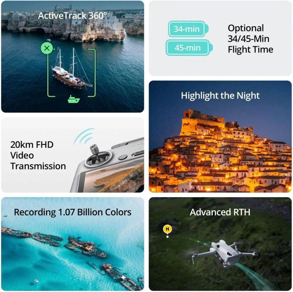 Used DJI Mini 4 Pro Drone for Adults with 4K Camera 34 Min Flight Time 20km Video Transmission Omnidirectional Vision Sensing Mini Drone for Beginners