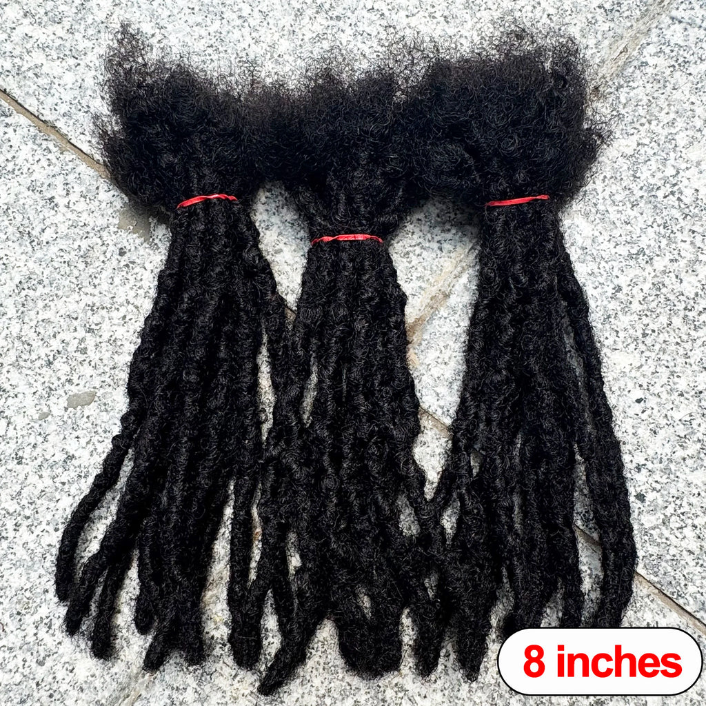 100% Real Human Hair Dreadlock Extensions for Crochet Braids 0.6cm Width Handmade Loc Extensions Human Hair for Men Women