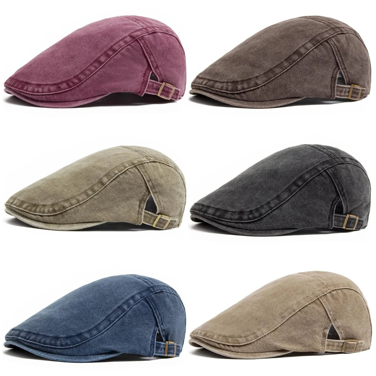 Spring Summer Watered Denim American Casual Retro Beret  Washed Old Street Forward Hat British Painter Newsboy Cap Visor