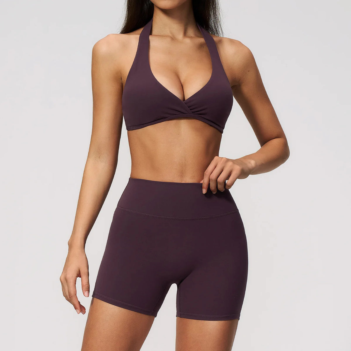 Women Tracksuits 2PCS Yoga Suit Gym Outfits Workout Clothing Deep V Workout Bra High Waist Butt Lift Pants Outdoors Sports Set