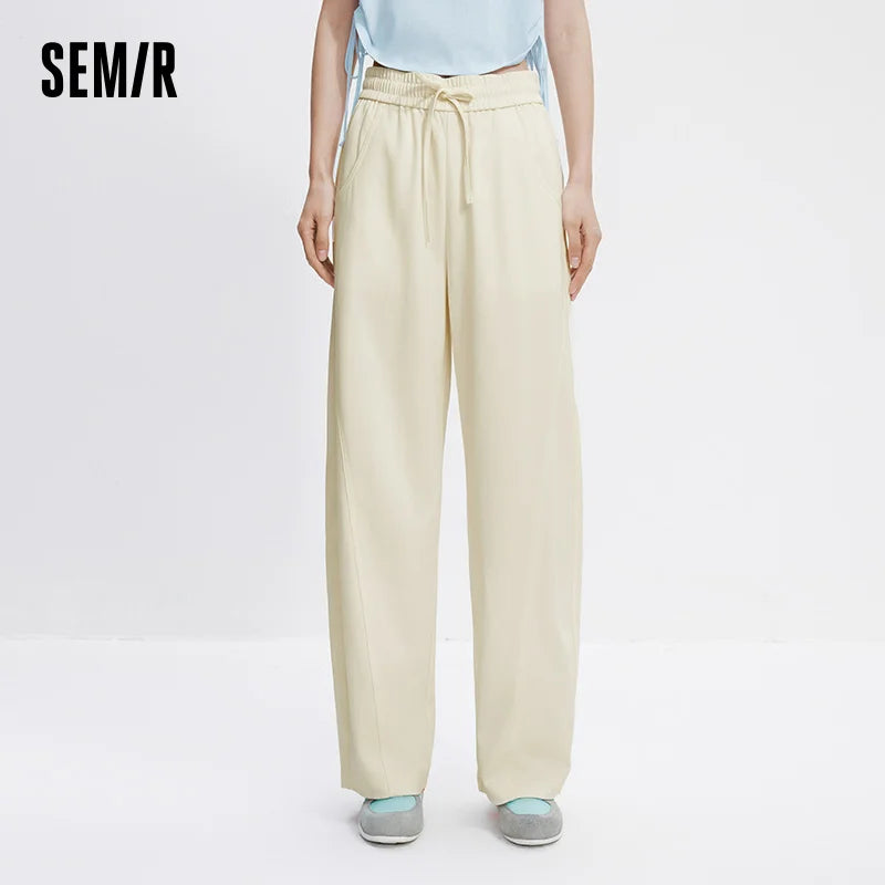Women Pants Casual Slit Loose Curved Slim Fit Minimalist Lazy Versatile Curved Leg 2026 Summer Fashion Daily Top