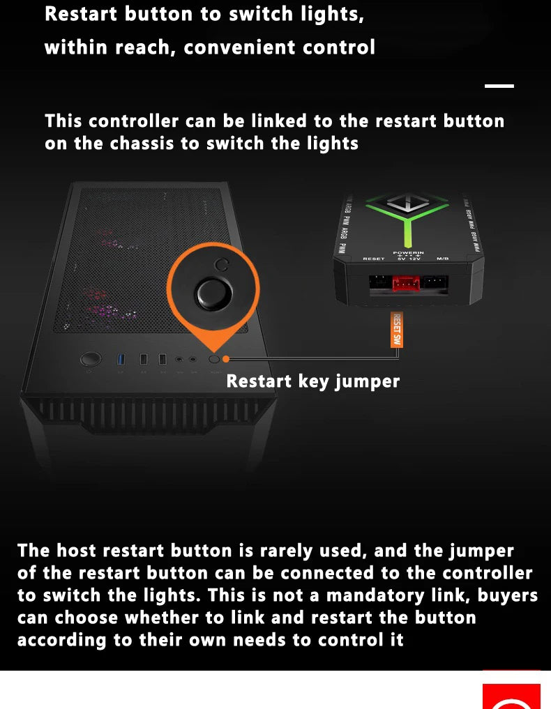 ICE Whale K9 1 to 9 PWM&ARGB Case Fan Hub SATA Power Interface Splitter 4Pin PWM 3Pin Addressable ARGB With Remote Control