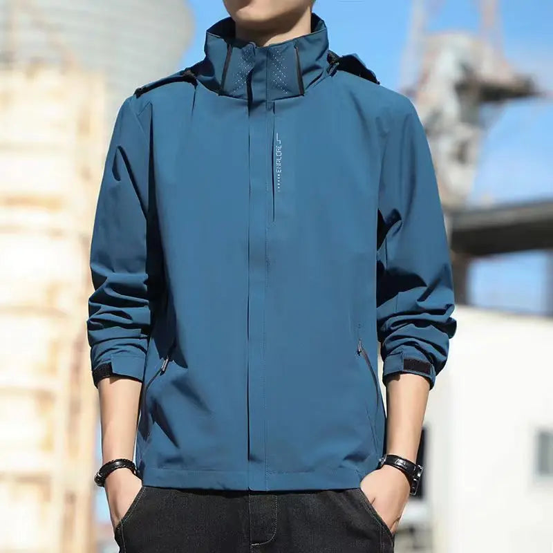 Couple Matching Hooded Jacket Stand Collar Thin Casual Outer Top For Men And Women Suitable For Spring Autumn Outdoor Travel An