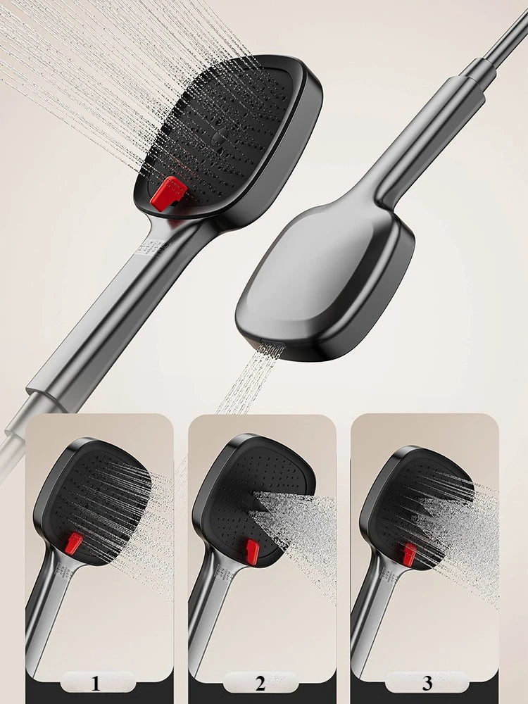 Piano Key Three Ways Water Outlet Shower Set Wall Mount Bathroom Shower Faucet Set Rainlfall Pressurized Bathroom Shower System
