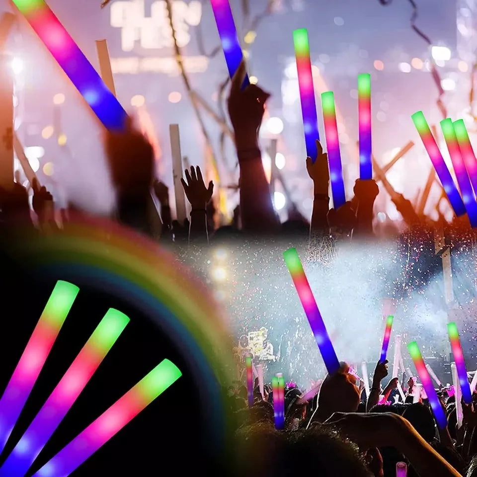 Glow Sticks Bulk 100Pack LED Light Up Foam Sticks 3 Modes Color Flashing,Glow Party Supplies for Wedding Birthday Concert