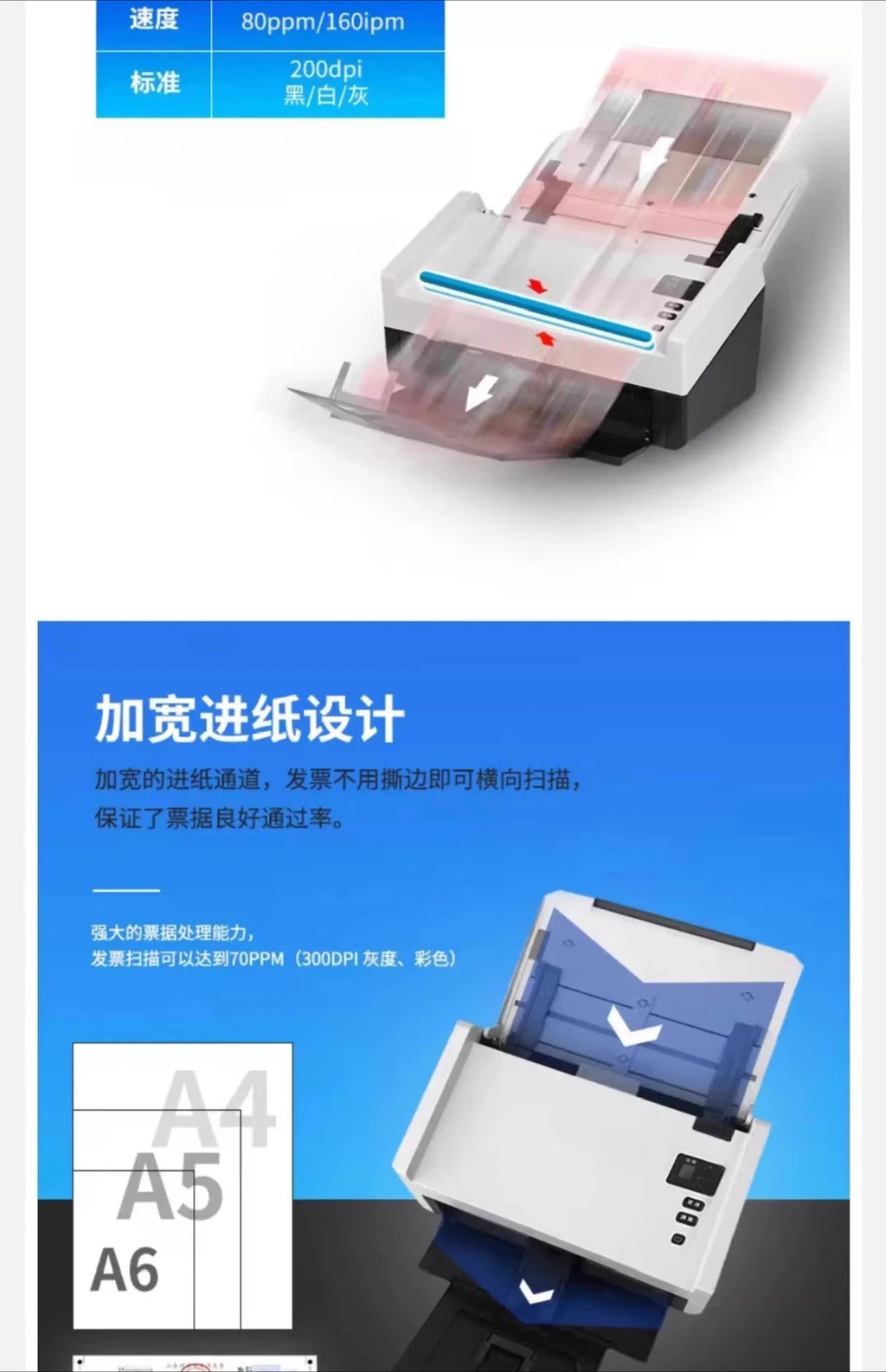 Paper-fed file scanner A4 format business office high-speed scanning