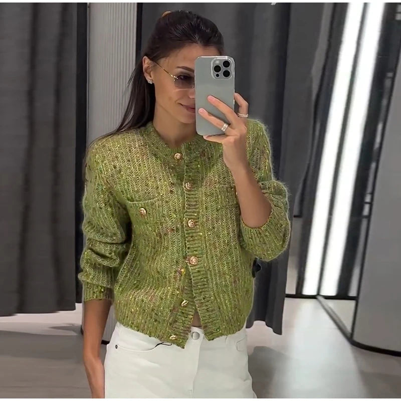 URBANCREW Marled Knit Cardigan — Cropped Casual Layer