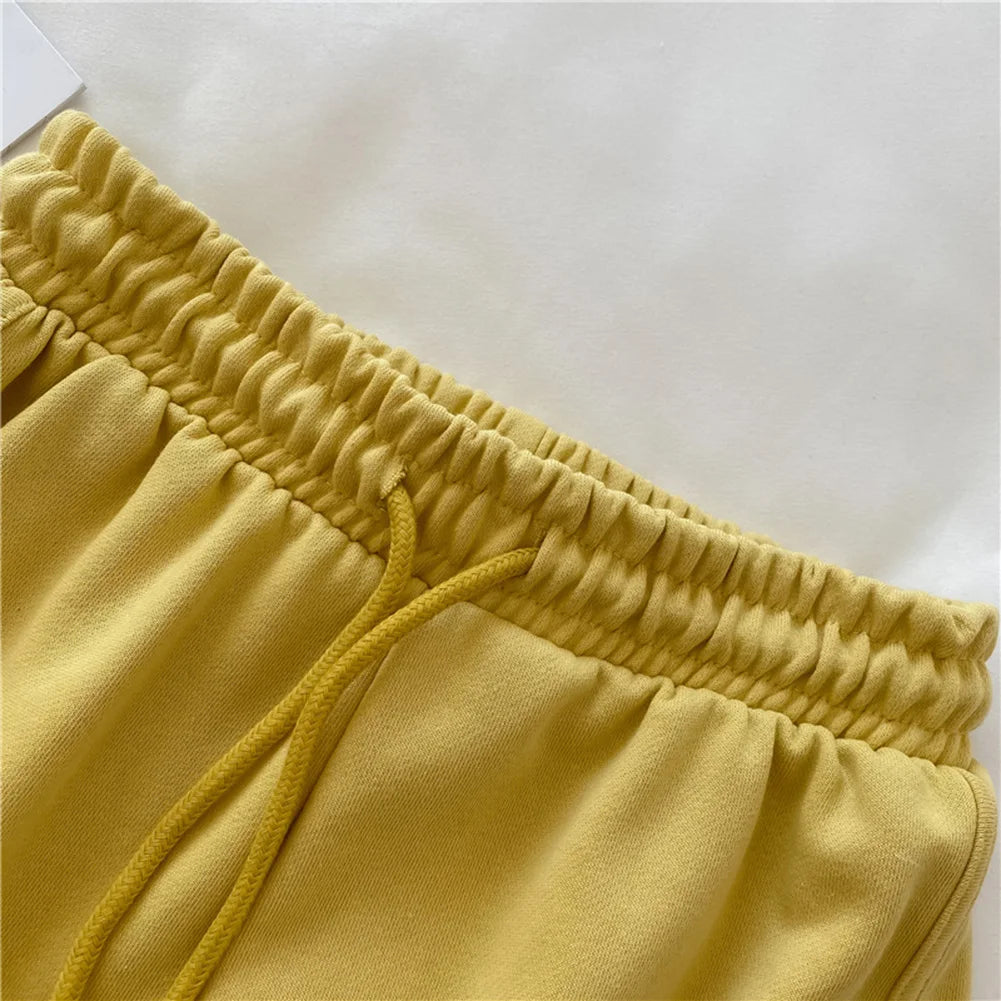 Loose Fit Women's High-Waisted Sports Shorts Elastic Running Pants for Fitness Casual Home Wear Four Season Use