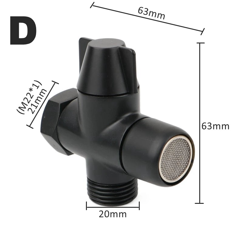 Black Brass Shower Arm Adapter G1/2’’ G3/4 Shower Diverter Valve For Handheld Shower Head Bathroom Kitchen Accessories