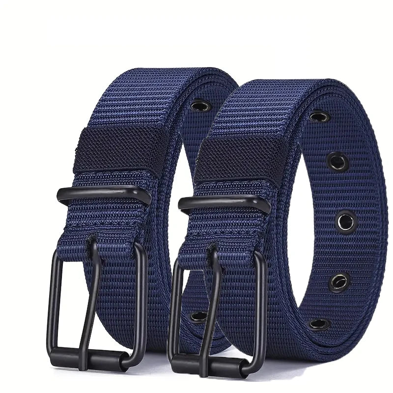 Men's Belt Porous Canvas Pin Buckle Leather Belt Outdoor Sports Belt Women's Trendy Eyelet Belt With Jeans Belt For Men Women