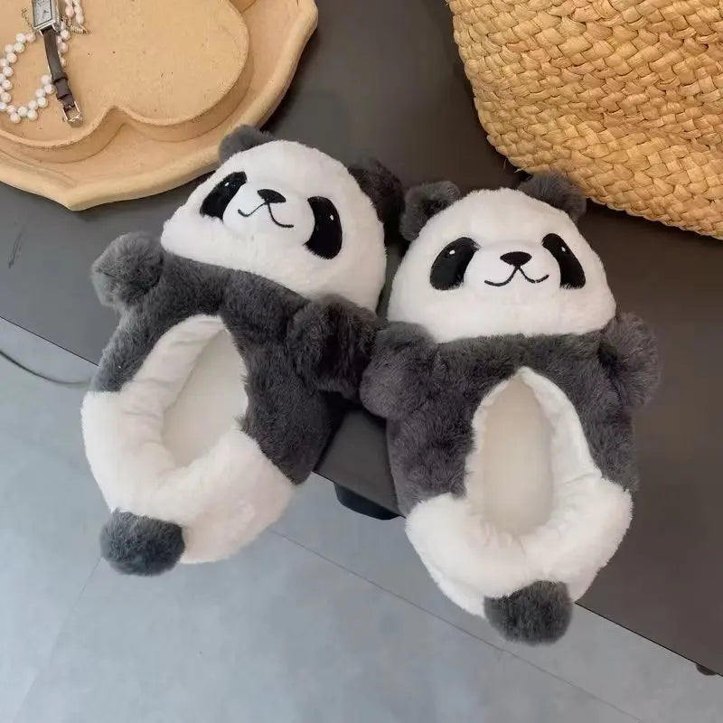 Kawaii Panda Slippers Lovers Womens Man Bedroom At Home Warm Winter Lovelys Bear Shoes For Girls Boys