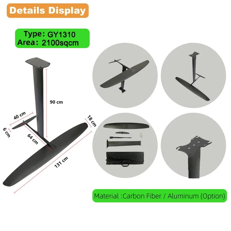 2023 New High Quality Hydrofoil Mast Wholesale Sailing Boat Hydrofoil GY1310 Aluminum Carbon Fiber Surfboard Hydrofoil