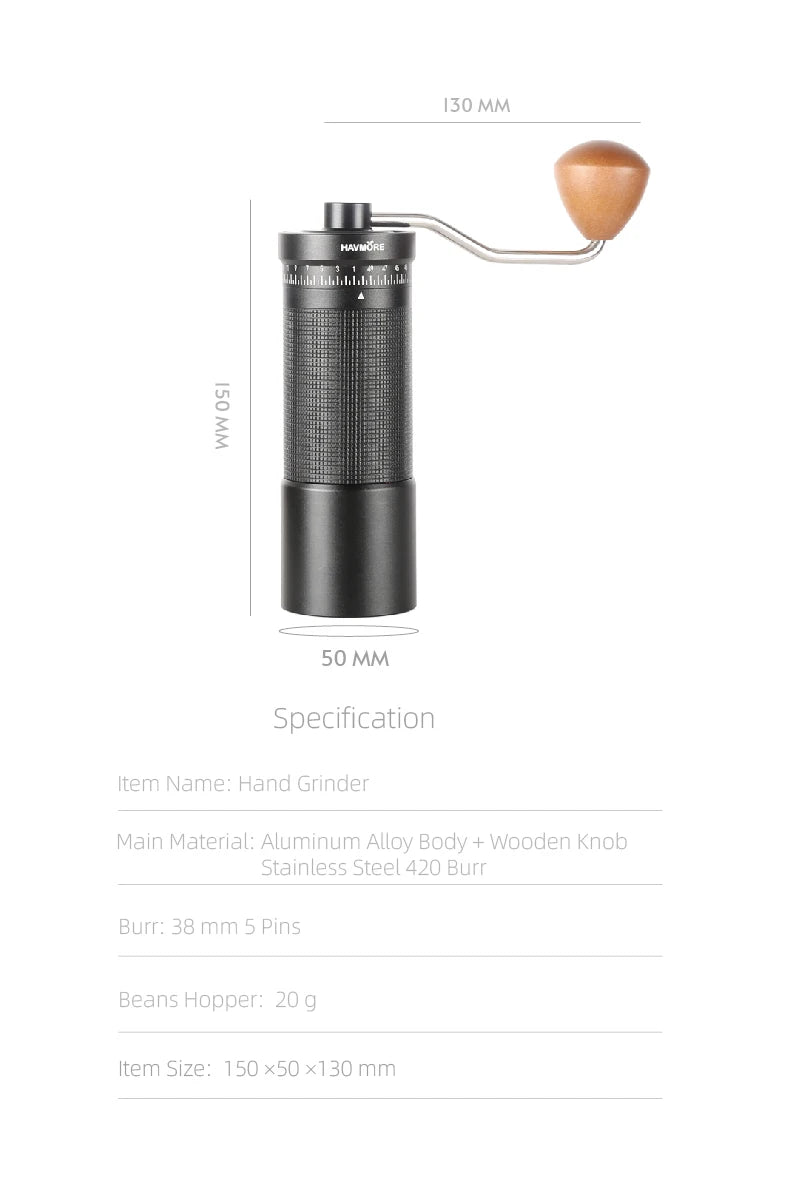 Professional Manual Coffee Grinder Upgrade All-metal Body  Anti-slip Design Portable Grinder Burr Inside