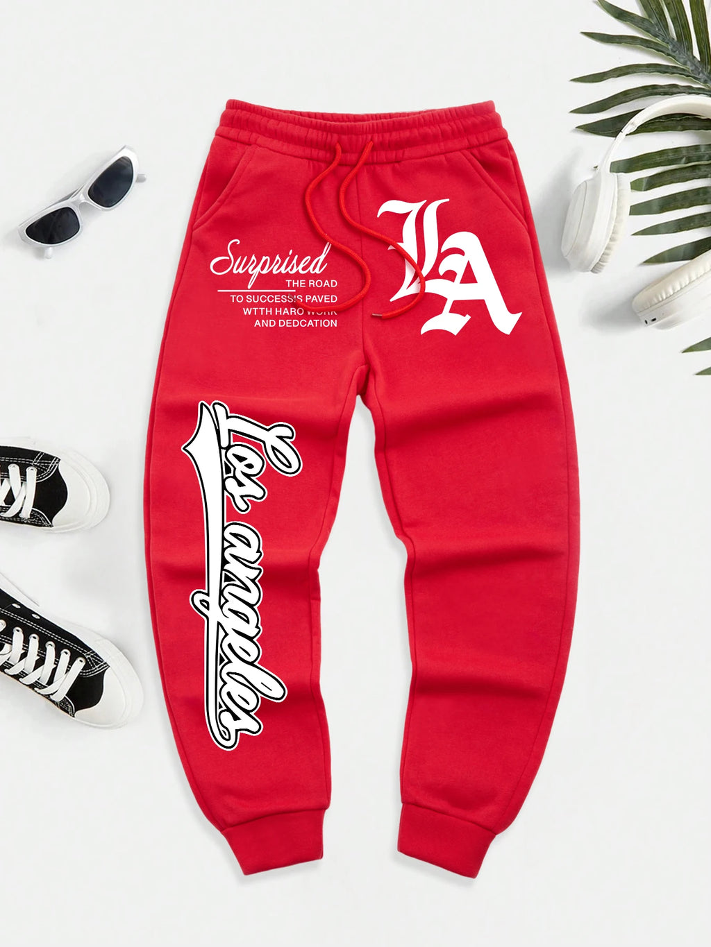 Los Angeles Art Letter Print Casual Sport Trousers Men Fashion Autumn Sweatpant Warm Soft Sportpants High Street Basic Britches