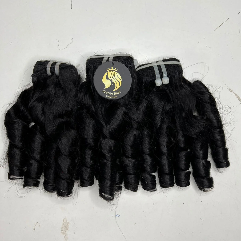Factory Wholesale Cloudy Hair Collection Vietnamese Hair Super Double Drawn 100% Virgin Human Hair Weave Afro Bouncy Curly