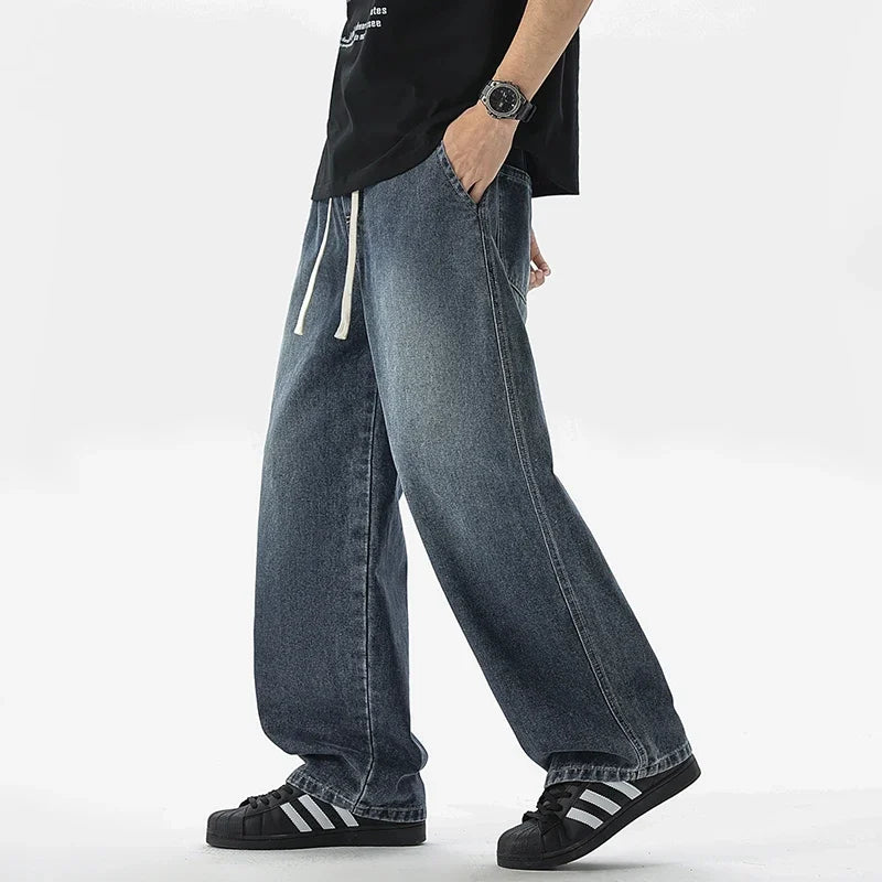 Men's Jeans American Loose Wide-leg Loose Straight Casual Trousers Street Hip-hop Baggy Jeans Black Grey Blue Streetwear Men