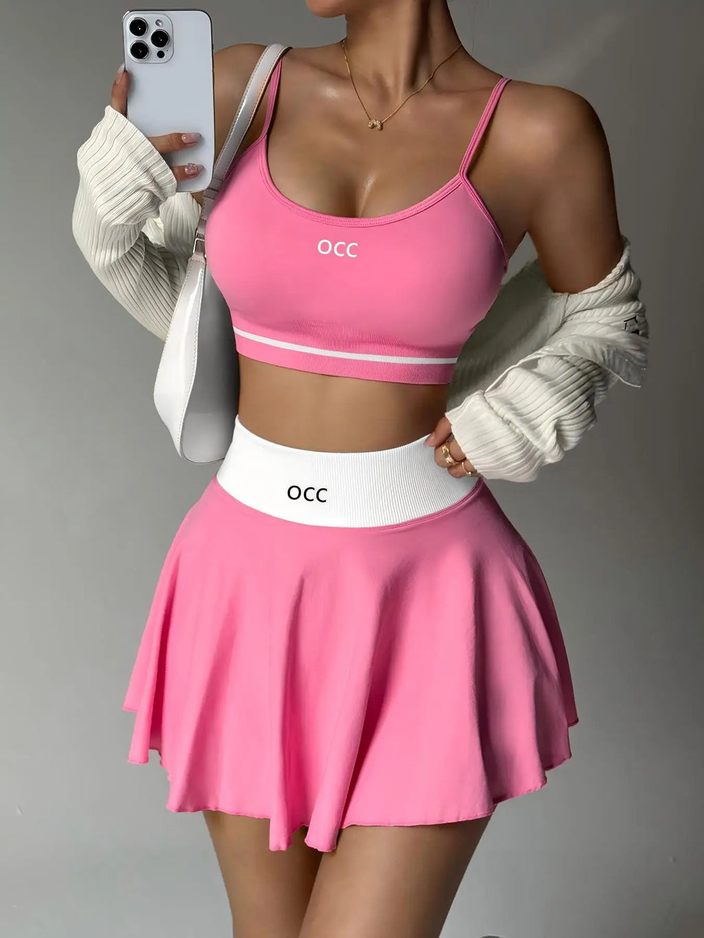 Yoga bra, high waisted tennis skirt, running and fitness pleated skirt, two-piece set, women's comfortable tennis skirt