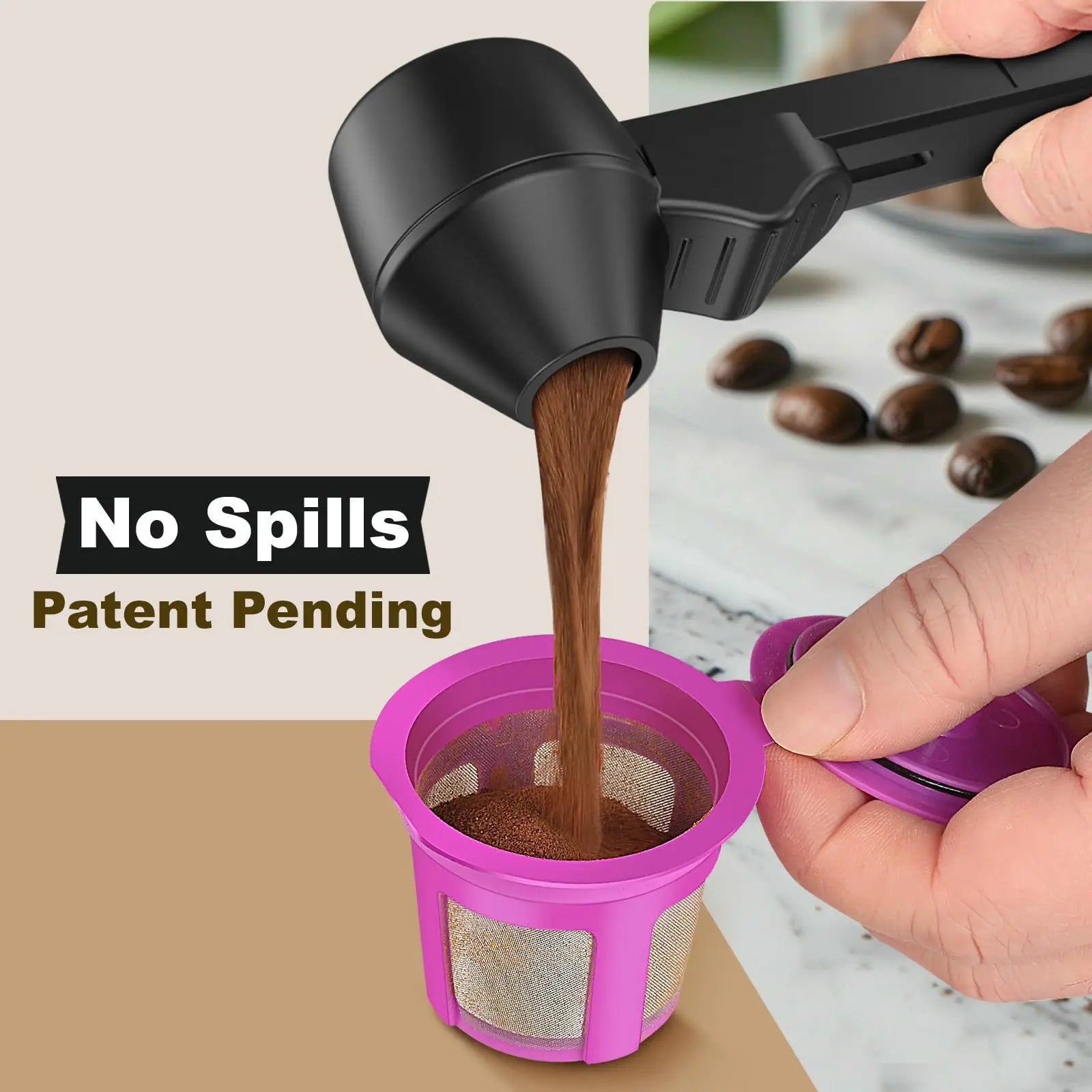 New No Spill Coffee Scoop Reusable Protein Powder Spoon Sliding Spoon Funnel for Milk&Supplements Kitchen Gadgets