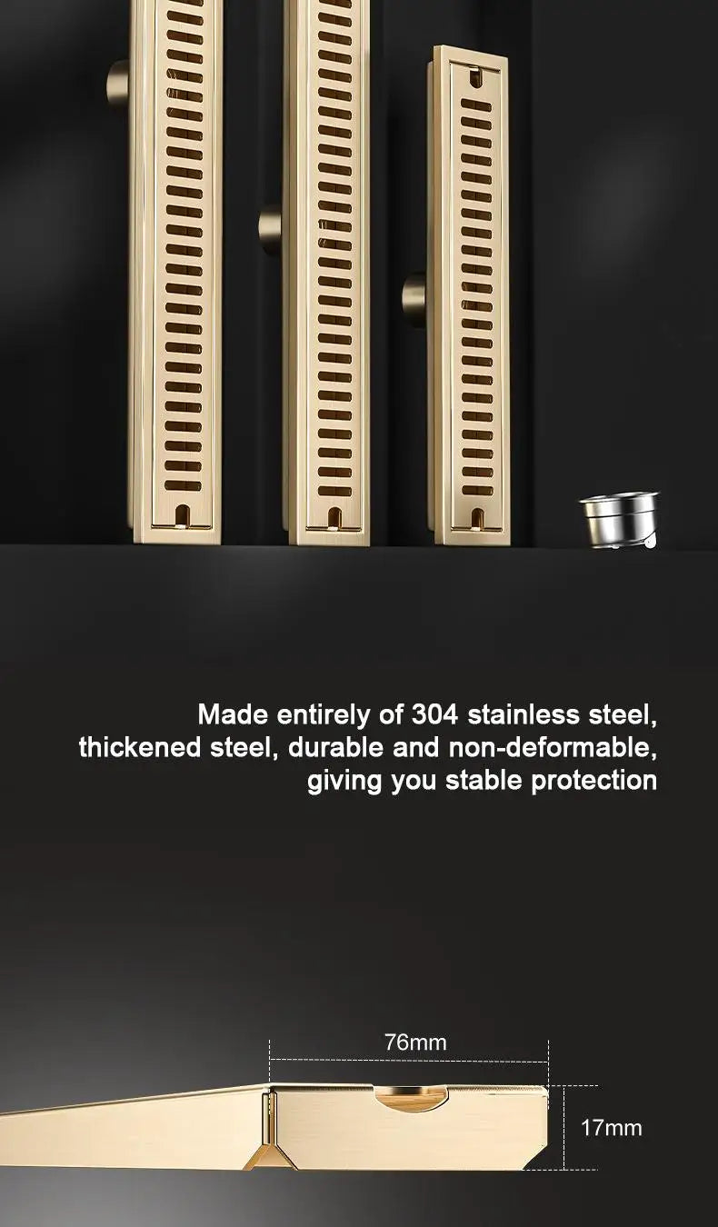 20/30/40/50/60cm Stainless Steel Shower Floor Drain Bathroom Rectangle Linear Floor Drainage Floor Drain with Strainer Covern