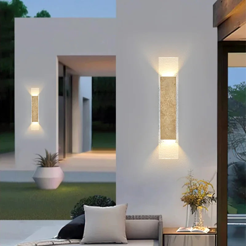 Outdoor Waterproof Wall Lamps Strip Natural Stone Wall Lights 18W LED Porch Wall Sconces Bedroom Exterior Lighting Fixtures