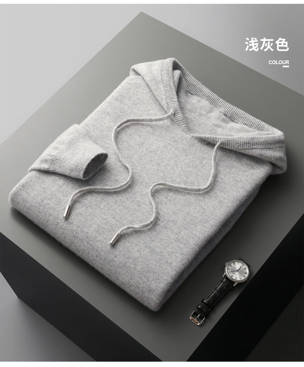 Men's 100% Merino Wool Two-piece Suit Knitting Hooded Collar Pullover and  Wide-leg Pant Autumn Winter Thickened Warm Sweater