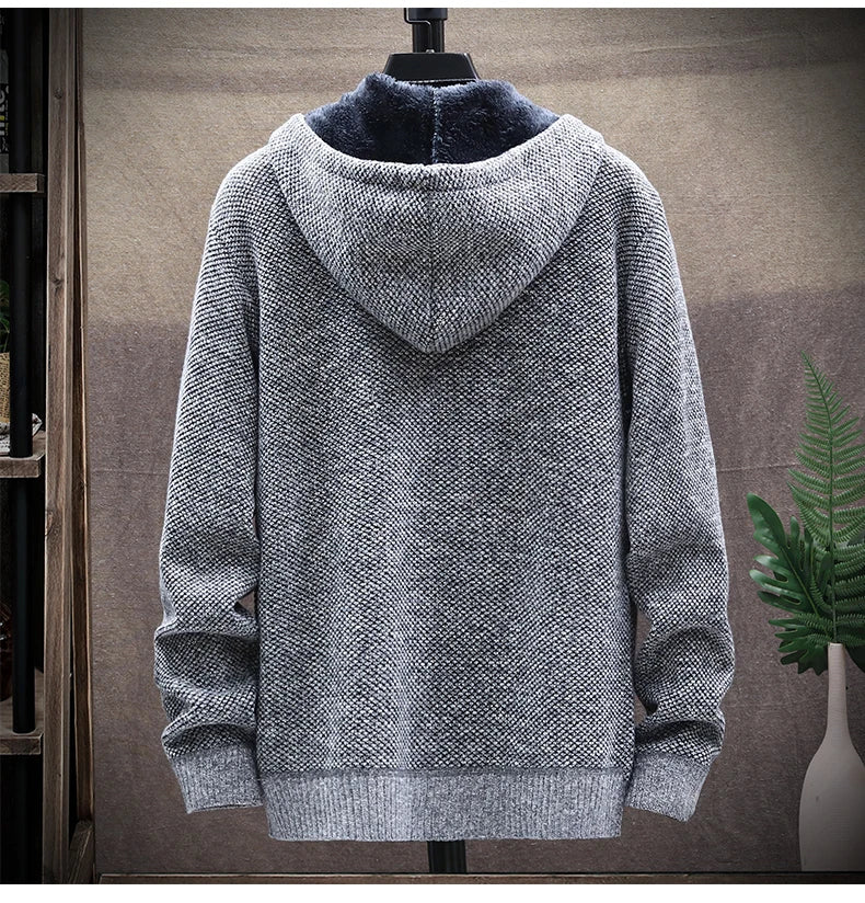 Autumn and Winter men's wool jacket new jacket plush thickened classic vintage cardigan Hoodie casual loose tops