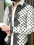 New 11 color men's long sleeved shirt with gold 3D printing, fashionable polka dot pattern, luxurious shirt style