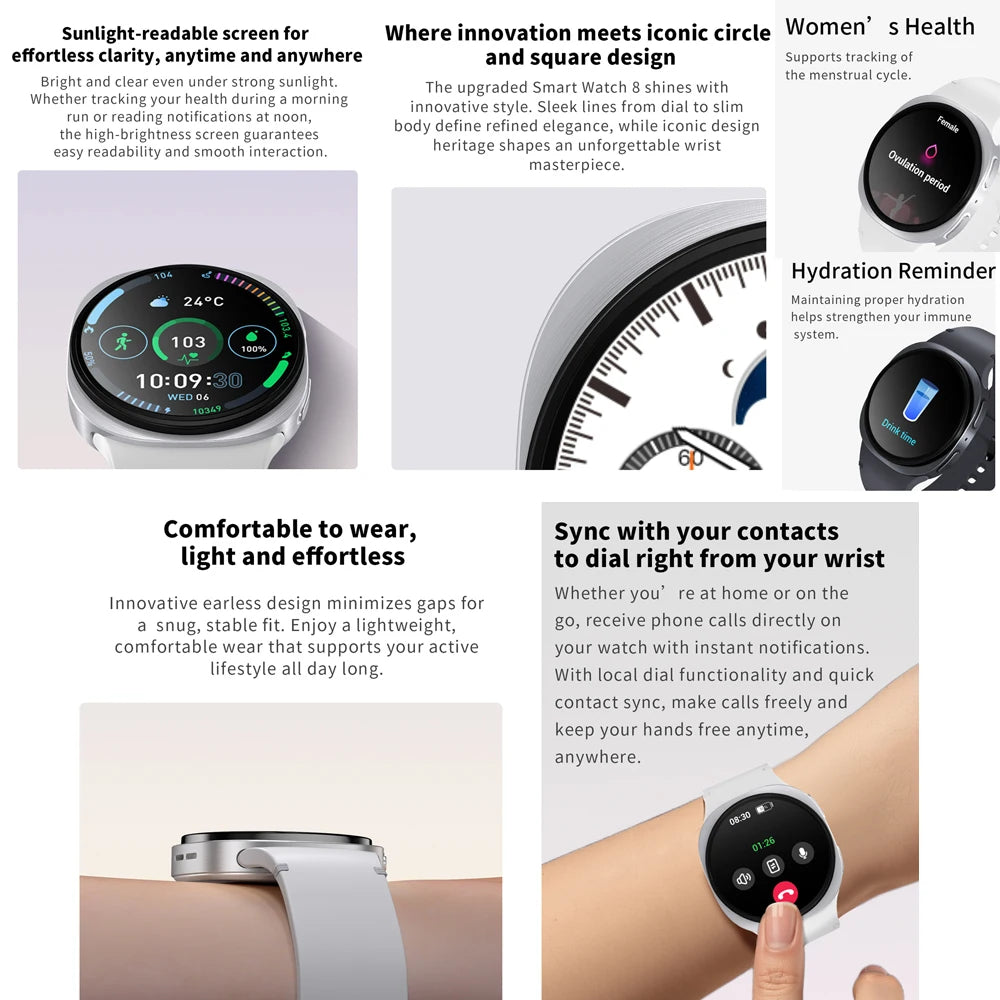 2026 New GPS Map Navigation Smart Watch For Men Women NFC Compass Sports Watch Bluetooth Call AMOLED HD Smartwatch 8 mini
