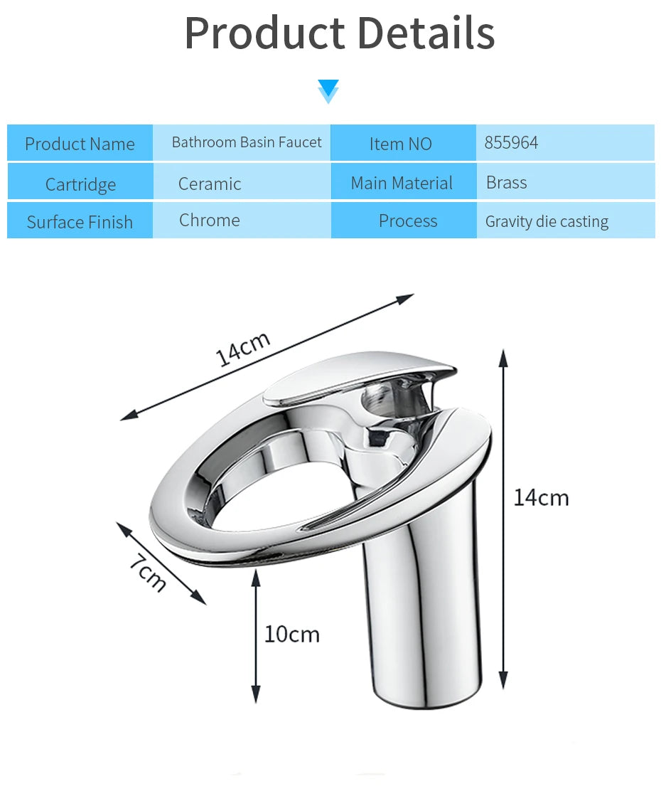 Black Basin Faucets Waterfall Bathroom Faucet Single handle Basin Mixer Tap Bath Faucet Brass Sink Water Crane Silver 855964