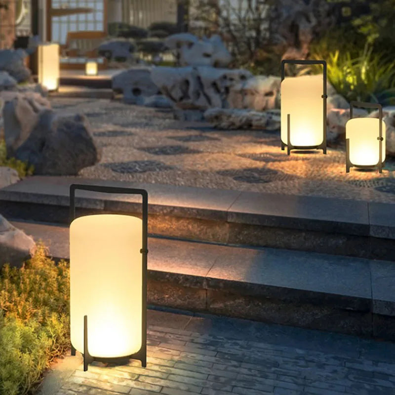 Modern Outdoor Indoor Floor Lamp White Acrylic Black Metal Lighting Floor Light For Garden Hotel Parlor Dining Room Bedroom