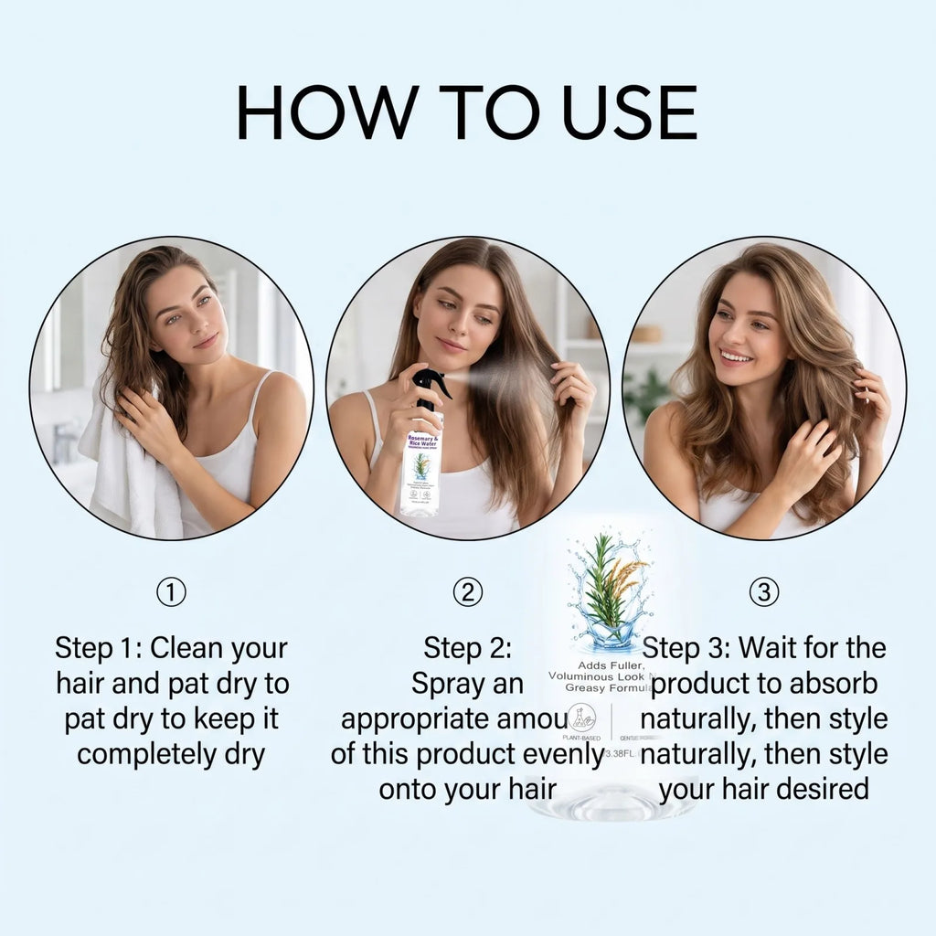 Rosemary Rice Water Volumizing Hair Spray Non Greasy Quick Absorption Smooth Nourish Flat Hair  Softer Smoother-Looking Hai