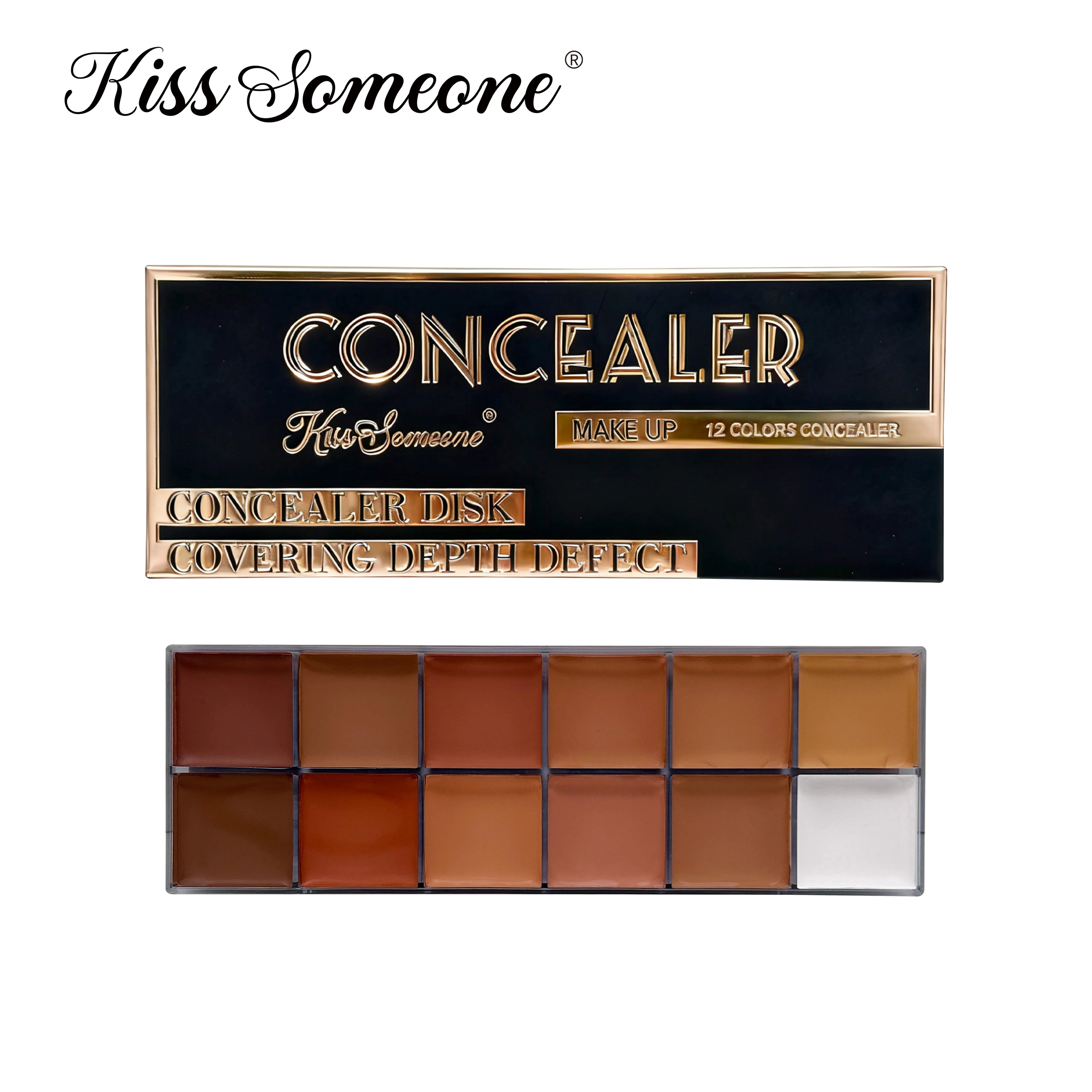 12 Color Concealer Dark Skin Waterproof Full Cover Foundation Make-Up Beauty Makeup Face Makeup Sunscreen Powder Blusher Eye