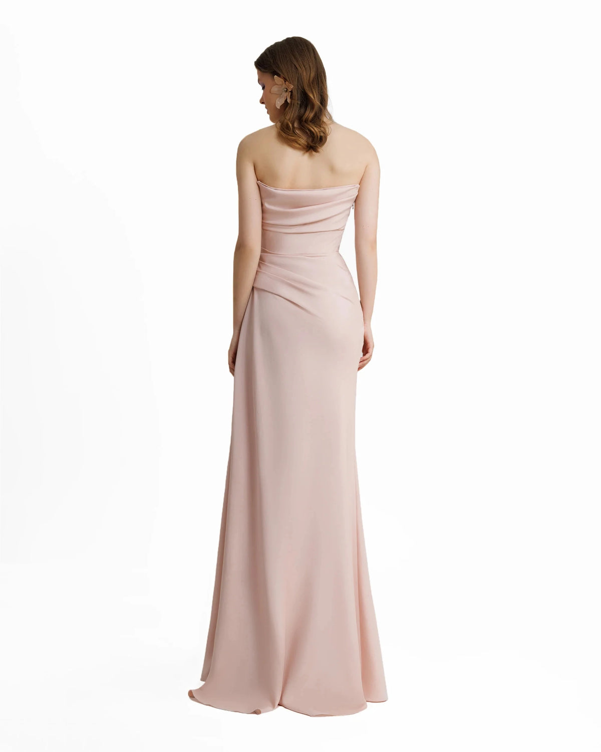 Sharon Said Dubai Elegant Pink Strapless Evening Dress with Pleats Beaded Mermaid Wedding Party Gown SF431 Customized