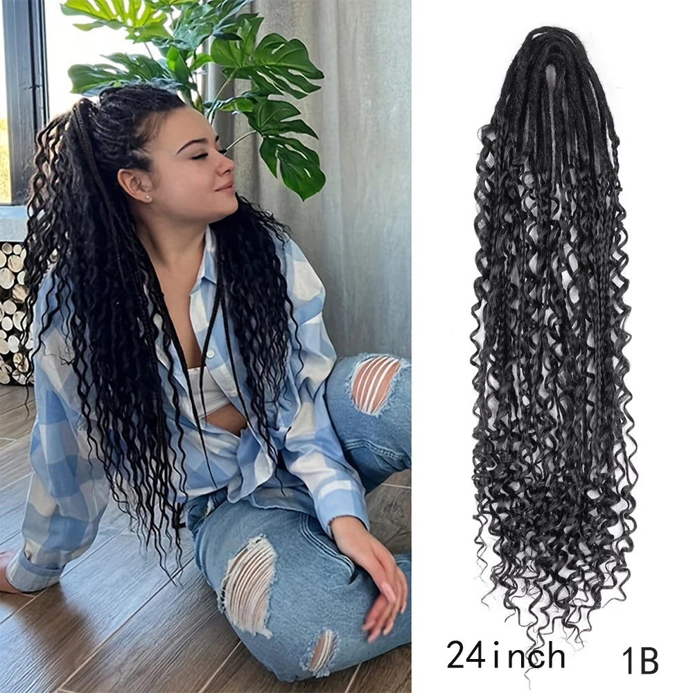 Dreadlock Extensions Handmade Crochet Hair Synthetic 24 36 Inches Dread Extension Crochet Braids For Women Dreadlocks Hair